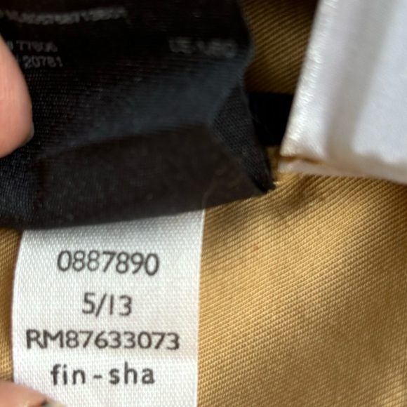 Tommy Hilfiger Tan Double Breasted Cotton Trench Coat with Faux Leather Trim L - Picture 12 of 14